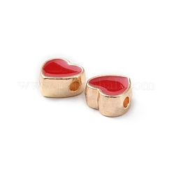 Perline smaltate in lega placcata oro chiaro&nbsp;ENAM-WH0001-25A