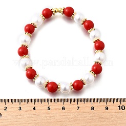 Braccialetti elastici in perle rotonde imitazione abs per le donne&nbsp;BJEW-D317-10B-G