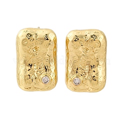 Boucles d'oreilles rectangulaires en laiton avec micro pavé de zircones cubiques&nbsp;EJEW-R025-21G