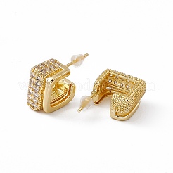 Orecchini a bottone quadrati con zirconi chiari&nbsp;EJEW-I270-04G