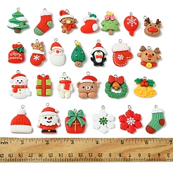 26pcs 26 Arten Weihnachtsthema-undurchsichtige Harzanhänger&nbsp;RESI-FS0001-74