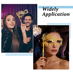 Masque de bal masqué en filigrane de fer avec poignée&nbsp;AJEW-WH0643-060B
