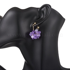 3 paire de boucles d'oreilles pendantes en résine laiton en forme de fleur&nbsp;EJEW-TA00778