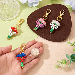 4 pz di decorazioni pendenti con fiocco di semi di vetro&nbsp;HJEW-TA00423