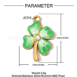 Colgantes de acero inoxidable 304 con esmalte verde primavera.&nbsp;SA-OY003-73G