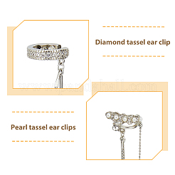 4 Stück 3 Stil Kunststoff Imitation Perle Manschette Ohrringe mit Kristall Strass&nbsp;EJEW-FI0001-30