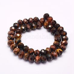 Fili di perline di occhio di tigre rosso naturale tinti e riscaldati&nbsp;G-F509-45-4x6mm