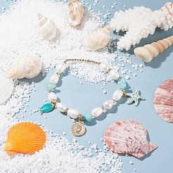 Braccialetto con ciondolo stella e gesù pesce e moneta umana&nbsp;BJEW-TA00028