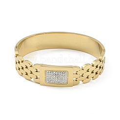 304 Edelstahl Pavé Kristall Strass ausgehöhlte Scharnier Armreifen für Frauen&nbsp;BJEW-D044-06C-01G