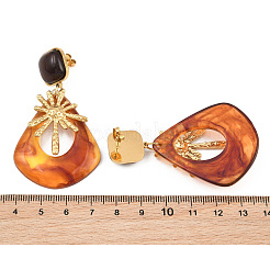 Pendientes colgantes de acero inoxidable 304 y resina para mujer&nbsp;SA-CBA717A-01G-04