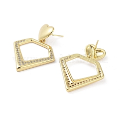 Orecchini a bottone con micro pavé di zirconi cubici in ottone placcato cremagliera&nbsp;EJEW-B047-03G-08
