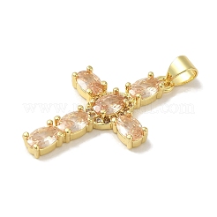 Porte micro ouvrent pendentifs zircone cubique en laiton de placage&nbsp;KK-P272-09G