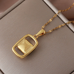 Colliers pendentifs rectangulaires vintage en acier inoxydable 304 et turquoise synthétique pour femmes&nbsp;YS1468