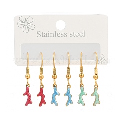 Ocean Serie 304 Edelstahl Emaille Ohrhänger&nbsp;EJEW-K017-01G-G