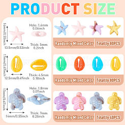 200 pièce de perles acryliques opaques représentant des animaux marins (3 styles différents)&nbsp;OACR-TA0005-04