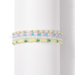 4 pièces 4 bracelets extensibles en perles de verre de couleur pour femmes&nbsp;BJEW-JB08657