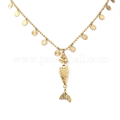 Collane con ciondolo a forma di pesce in acciaio inossidabile 304 per donna&nbsp;NJEW-F362-01G