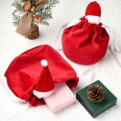 Sacs à cordon en velours chapeau de noël&nbsp;ST-CJ0001-01A