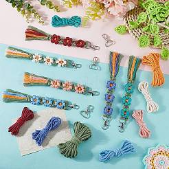 DIY Blume Baumwollschnur Fäden Stricken Anhänger Dekoration Herstellung Kits&nbsp;DIY-SC0027-63A