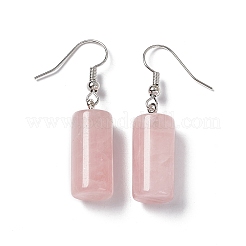 Orecchini pendenti cilindrici in quarzo rosa naturale&nbsp;EJEW-D188-01P-05