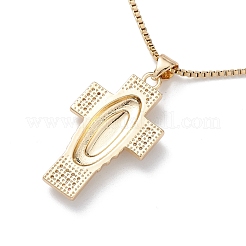 Collar con colgante de religión de circonita cúbica transparente&nbsp;NJEW-F307-01C