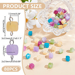 80 Stück gefärbte natürliche Dolomitwürfel-Verbinder-Charms&nbsp;PALLOY-HY00101