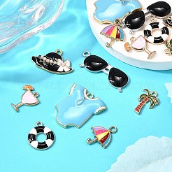 14 pz 7 stili pendenti in lega smaltata a tema spiaggia&nbsp;ENAM-FP0002-79