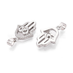 925 Herz-Hamsa-Hand-Anhänger aus Sterlingsilber mit Mikropavé und klarem Zirkonia&nbsp;STER-N016-100P