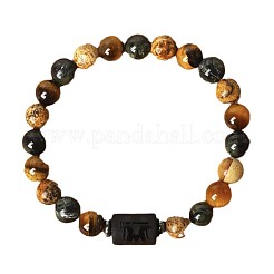 Bracelets extensibles à perles rondes en œil de tigre naturel et jaspe photo pour hommes et femmes&nbsp;WG21EC3-09