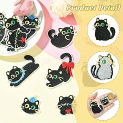 12 Stück 6 Stile Katzenformen computergesteuerte Stickerei Stoff zum Aufbügeln/Aufnähen von Patches&nbsp;PATC-CJ0001-06
