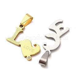 304 Edelstahl-Strass-Split-Anhänger&nbsp;STAS-F368-15GP