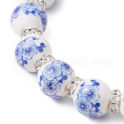 Bracelet extensible en porcelaine et céramique avec perles imprimées à la main&nbsp;BJEW-JB11063