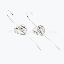 Orecchini in ottone con micro pavé di zirconi trasparenti a forma di orecchio&nbsp;EJEW-H125-06P