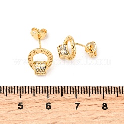 Anillo de latón con micro pavé de circonita cúbica transparente.&nbsp;EJEW-A135-14G