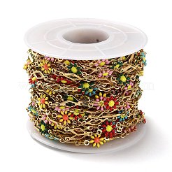 Ionenplattierung (IP) goldene 304 Edelstahl Blumen- und Rautengliederketten&nbsp;CHS-D036-01G-01