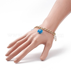 Braccialetto con ciondolo a forma di fiore a lume con catene barbazzale in alluminio da donna&nbsp;BJEW-TA00176-02