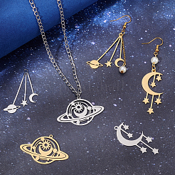 6 pièce 6 styles 201 pendentifs en acier inoxydable&nbsp;STAS-UN0034-03