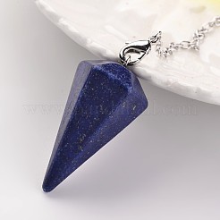 Platinfarbene Lapislazuli-Kegel aus Messing mit sechseckigen&nbsp;MAK-M015-01A