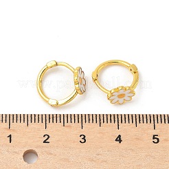 Pendientes de aro de latón esmaltado con margaritas para mujer&nbsp;EJEW-G434-02G