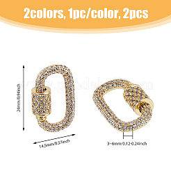 2 Stück 2 Farben Messing Micro Pave klare Zirkonia Schraubkarabiner Verschluss Charms&nbsp;KK-DC0003-90