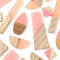 20 x Halbkreisanhänger aus Harz und Holz im 5-Stil&nbsp;RESI-LS0001-45