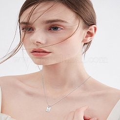 1 collane con ciondolo rettangolare a forma di lettera in acciaio inossidabile&nbsp;NJEW-LP0001-34H-P