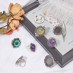 16 pièce de 8 styles de composants de bague en fer réglables&nbsp;MAK-SC0001-07AS