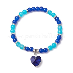 Con ciondoli a forma di cuore in vetro sfaccettato e perline distanziatrici in strass di ottone&nbsp;BJEW-JB11737