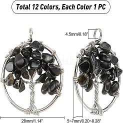 12 pièces 12 couleurs pendentifs de pierres précieuses&nbsp;G-PH0001-33-WH