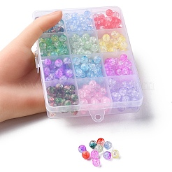 396 pz 12 colori perline acriliche craquelé trasparenti&nbsp;CACR-YW0001-06