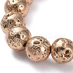 Bracciali elasticizzati con perle di roccia lavica naturale galvanica&nbsp;BJEW-G623-01LG-10mm