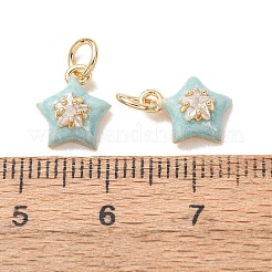 Breloques en laiton pavées de zirconiums cubiques transparents avec émail&nbsp;CU-K002-49G-M
