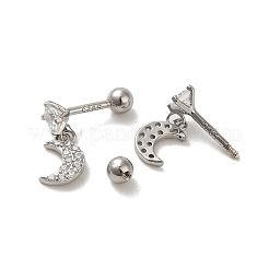 925 orecchini da donna in argento sterling con micro pavè di zirconi cubici&nbsp;EJEW-E307-08P
