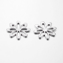 Anlaufgeschützte Anhänger aus Edelstahl 201 mit Blumenmotiv in Originalfarbe&nbsp;X-STAS-C014-1